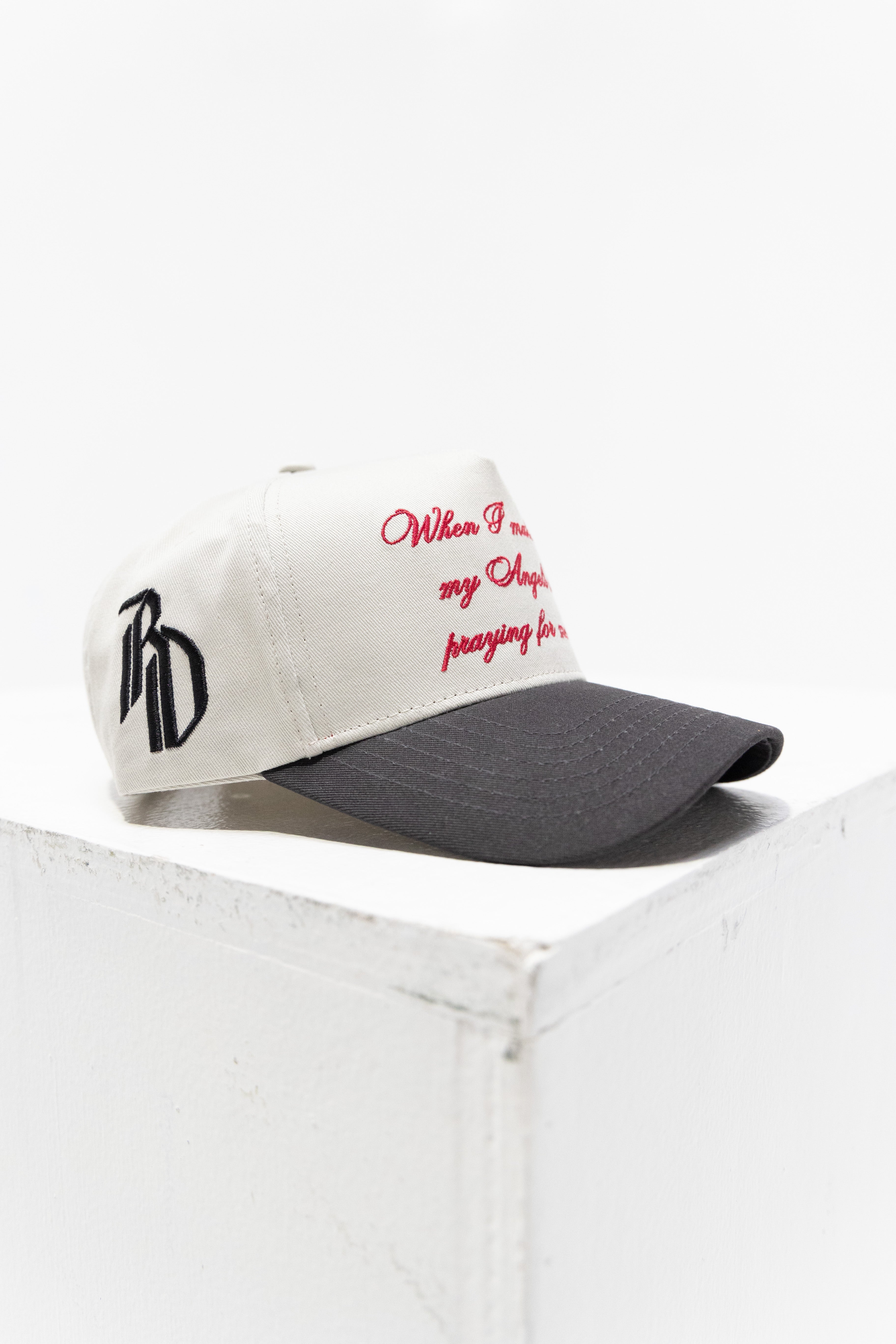Angels Heavy Script  Hat - BONE / RED