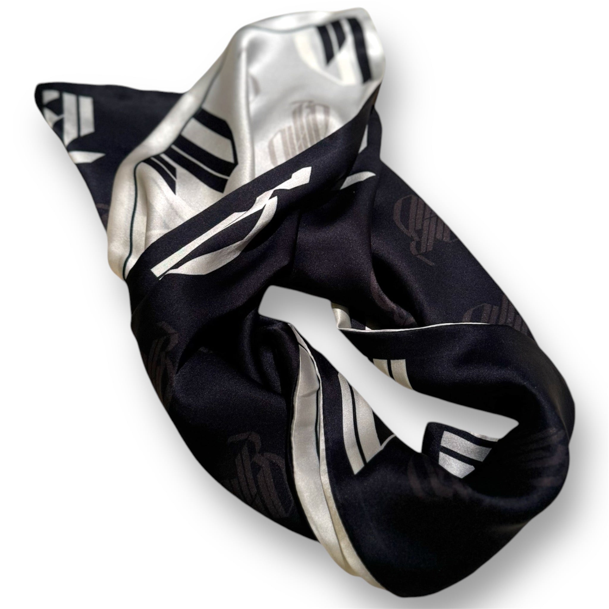 RD Reversible Silk Bandana - IVORY/BLACK